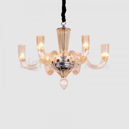 6 Light Champagne Candle Style Crystal Chandelier