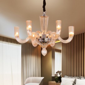 6 Light Champagne Candle Style Crystal Chandelier