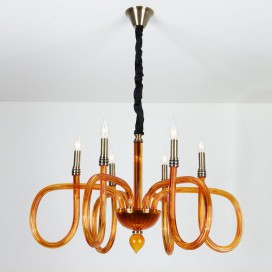 6 Light Amber Candle Style Crystal Chandelier