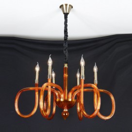 6 Light Amber Candle Style Crystal Chandelier