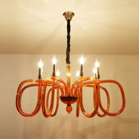 8 Light Amber Candle Style Crystal Chandelier