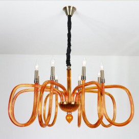 8 Light Amber Candle Style Crystal Chandelier
