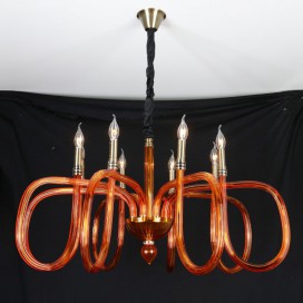 8 Light Amber Candle Style Crystal Chandelier