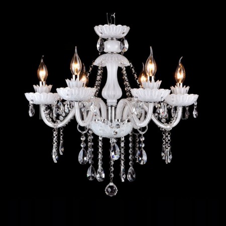 6 Light White Candle Style Crystal Chandelier