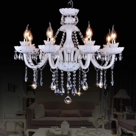 8 Light White Candle Style Crystal Chandelier