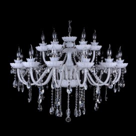 18 Light (12+6) 2 Tiers White Candle Style Crystal Chandelier