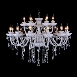 18 Light (12+6) 2 Tiers White Candle Style Crystal Chandelier