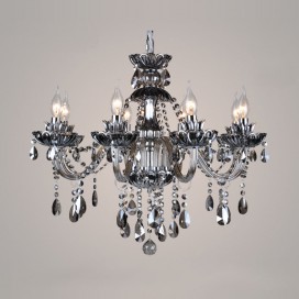 8 Light Gray Candle Style Crystal Chandelier