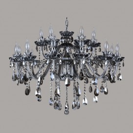 18 Light (12+6) 2 Tiers Gray Candle Style Crystal Chandelier