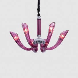 6 Light Purple Candle Style Crystal Chandelier