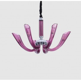 6 Light Purple Candle Style Crystal Chandelier