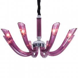 8 Light Purple Candle Style Crystal Chandelier