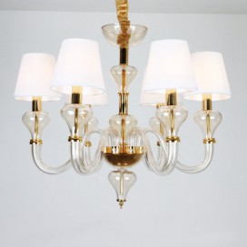 6 Light Clear Gold Candle Style Crystal Chandelier