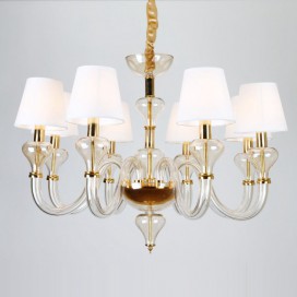 8 Light Clear Gold Candle Style Crystal Chandelier