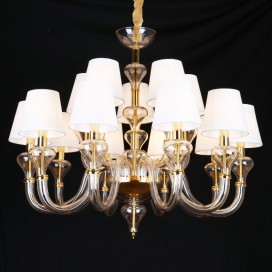 15 Light (10+5) 2 Tiers Clear Gold Candle Style Crystal Chandelier