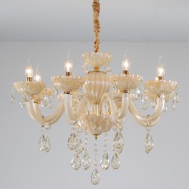 8 Light Champagne Candle Style Crystal Chandelier