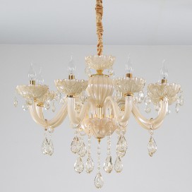 8 Light Champagne Candle Style Crystal Chandelier