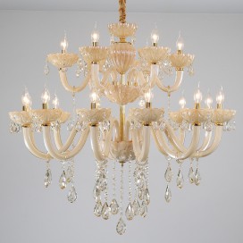 18 Light (12+6) 2 Tiers Champagne Candle Style Crystal Chandelier