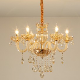6 Light Champagne Candle Style Crystal Chandelier