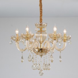 6 Light Champagne Candle Style Crystal Chandelier