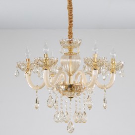 6 Light Champagne Candle Style Crystal Chandelier