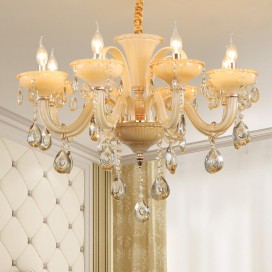 8 Light Champagne Candle Style Crystal Chandelier