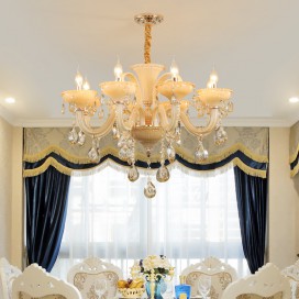 8 Light Champagne Candle Style Crystal Chandelier