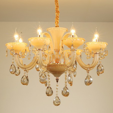 8 Light Champagne Candle Style Crystal Chandelier