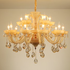 15 Light (10+5) 2 Tiers Champagne Candle Style Crystal Chandelier