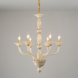 6 Light Champagne Candle Style Crystal Chandelier