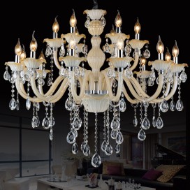 18 Light (12+6) 2 Tiers Champagne Candle Style Crystal Chandelier