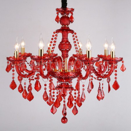 8 Light Red Candle Style Crystal Chandelier