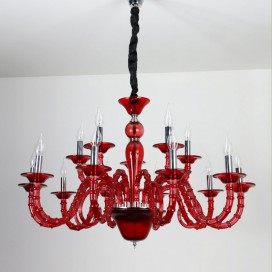 6 Light Red Black Candle Style Crystal Chandelier