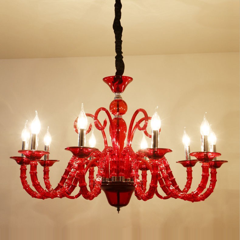10 Light Red Black Candle Style Crystal Chandelier LightingO