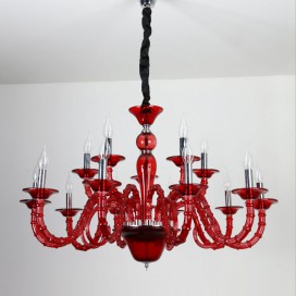 15 Light (10+5) 2 Tiers Red Black Candle Style Crystal Chandelier