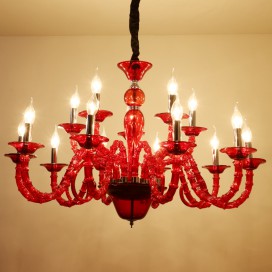 15 Light (10+5) 2 Tiers Red Black Candle Style Crystal Chandelier