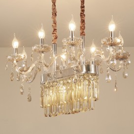 8 Light Silver Cognac Colour Candle Style Crystal Chandelier