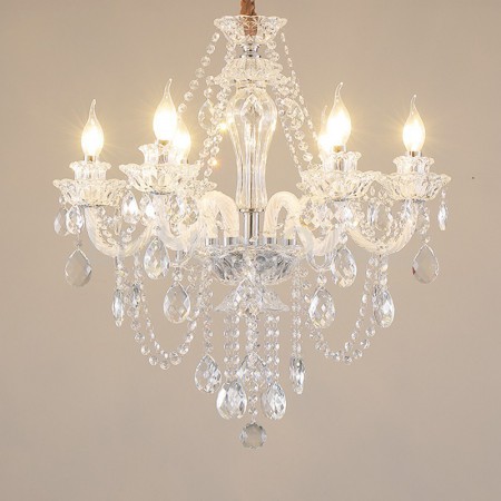 6 Light Clear Candle Style Crystal Chandelier