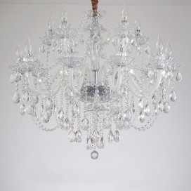 15 Light (10+5) 2 Tiers Clear Candle Style Crystal Chandelier