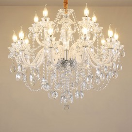 15 Light (10+5) 2 Tiers Clear Candle Style Crystal Chandelier