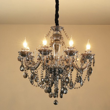 8 Light Gray Candle Style Crystal Chandelier
