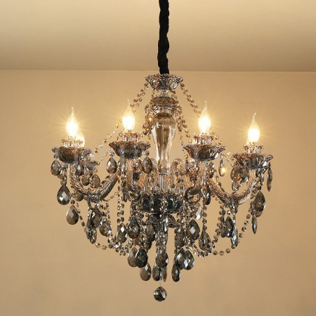 8 Light Gray Candle Style Crystal Chandelier