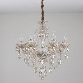 6 Light Cognac Colour Candle Style Crystal Chandelier