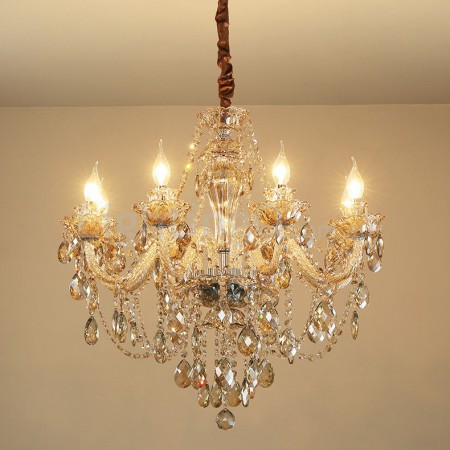 8 Light Cognac Colour Candle Style Crystal Chandelier