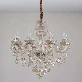 8 Light Cognac Colour Candle Style Crystal Chandelier