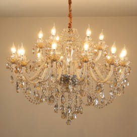 18 Light (12+6) 2 Tiers Cognac Colour Candle Style Crystal Chandelier