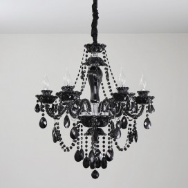 6 Light Black Candle Style Crystal Chandelier