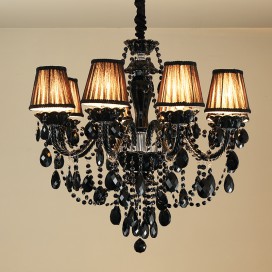 6 Light Black Candle Style Crystal Chandelier