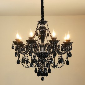 8 Light Black Candle Style Crystal Chandelier