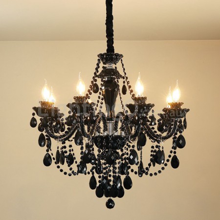 8 Light Black Candle Style Crystal Chandelier